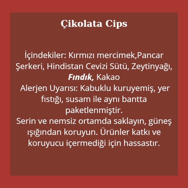 Çikolata Cips 70 Gr (Glütensiz-Vegan)