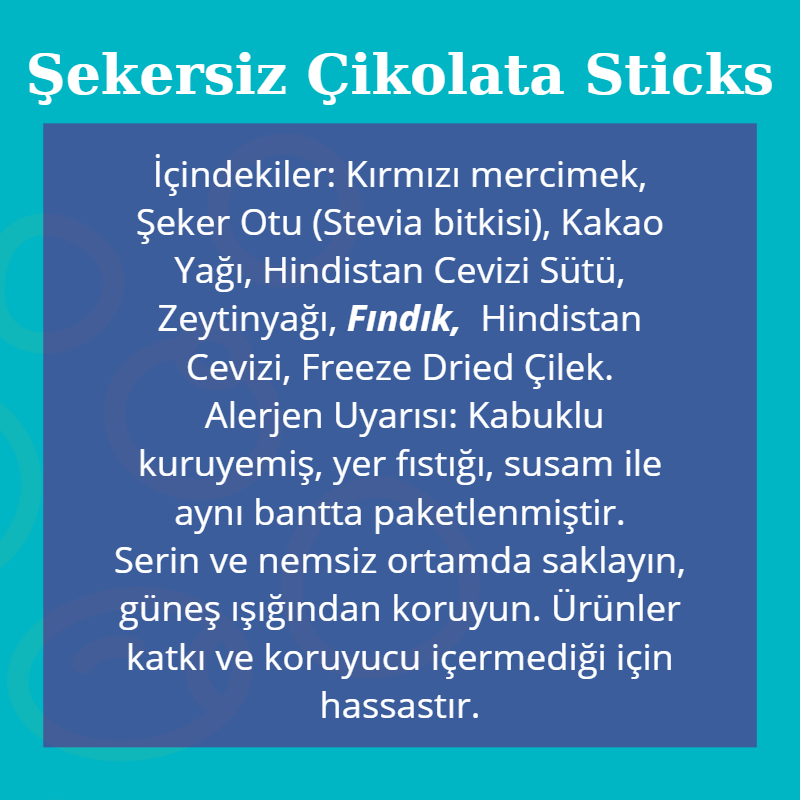 Çikolata Stick (Vegan-Şekersiz Glütensiz)