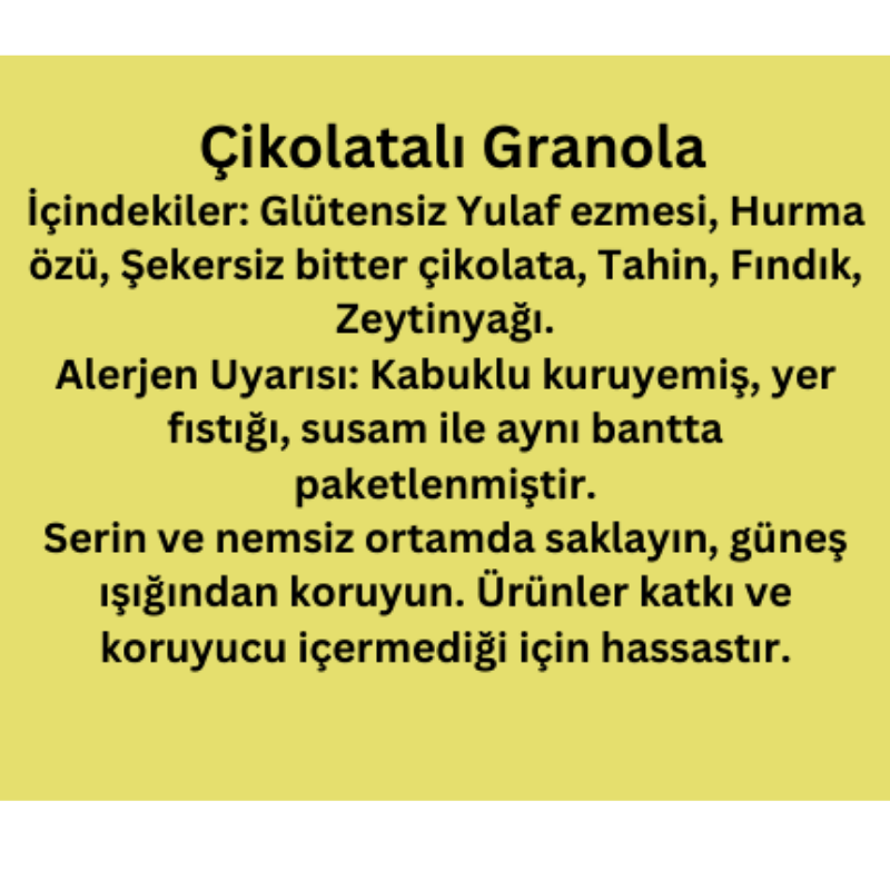 Çikolatalı Granola (Şekersiz-Glütensiz-Vegan)